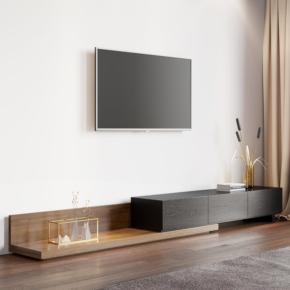 HMR - Extendable Floor TV Stand with 3 Drawers (71"-120")