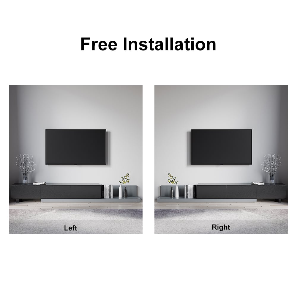 HMR - Crator Kayla Extendable TV Stand Media Console with 3-Drawer in Black and Gray