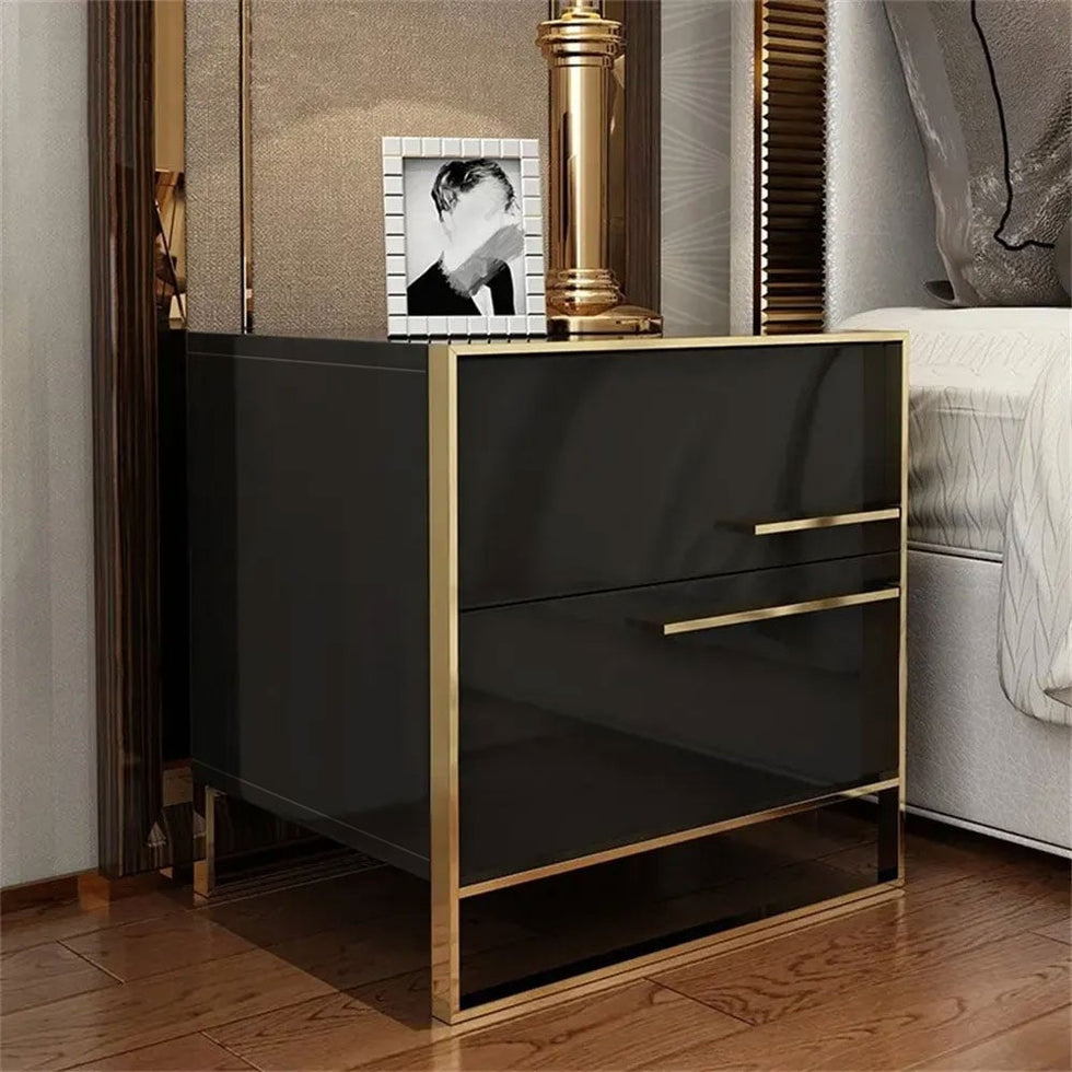 HMR - Cylina Series Modern Square Nightstand with 2 Drawers