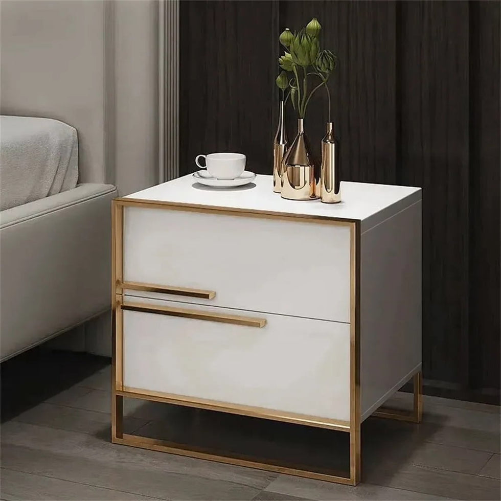 HMR - Cylina Series Modern Square Nightstand with 2 Drawers