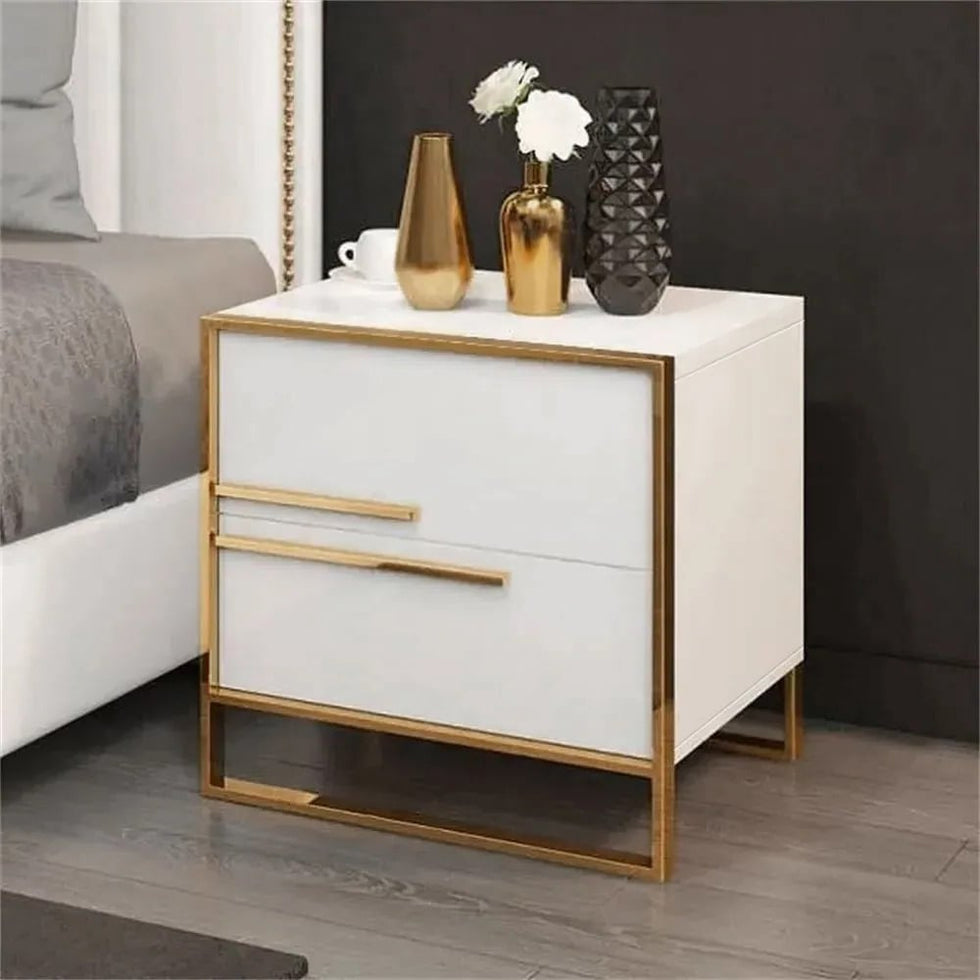 HMR - Cylina Series Modern Square Nightstand with 2 Drawers