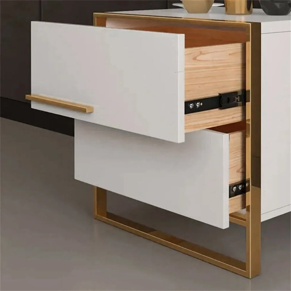 HMR - Cylina Series Modern Square Nightstand with 2 Drawers
