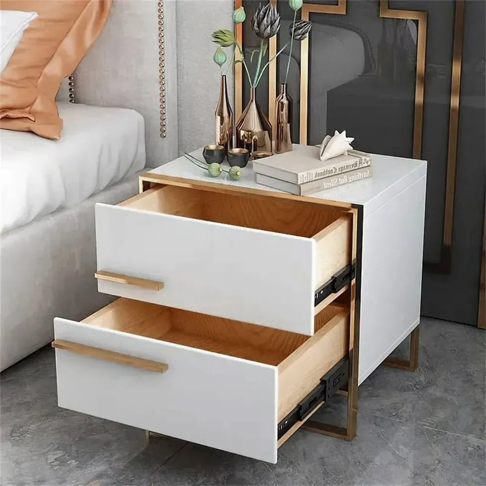 HMR - Cylina Series Modern Square Nightstand with 2 Drawers