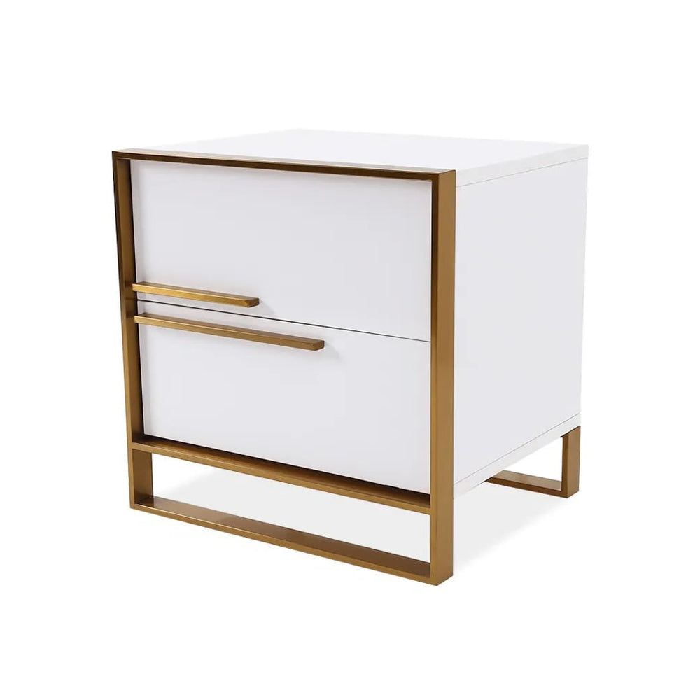 HMR - Cylina Series Modern Square Nightstand with 2 Drawers