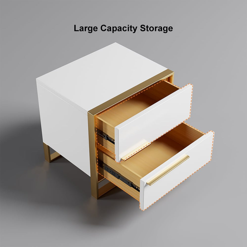 HMR - Cylina Series Modern Square Nightstand with 2 Drawers