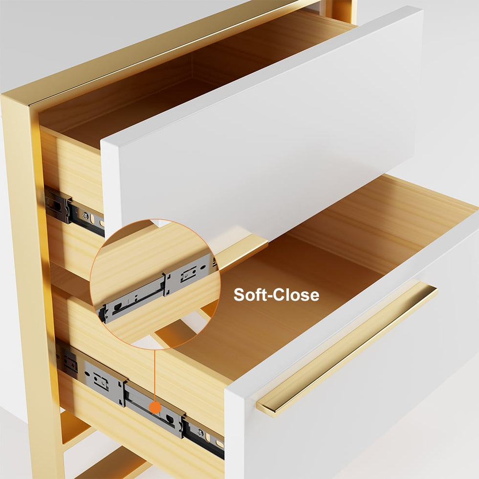 HMR - Cylina Series Modern Square Nightstand with 2 Drawers