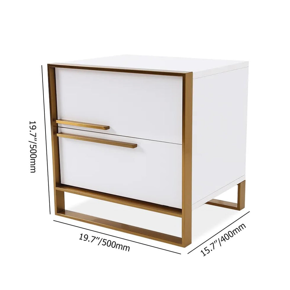 HMR - Cylina Series Modern Square Nightstand with 2 Drawers