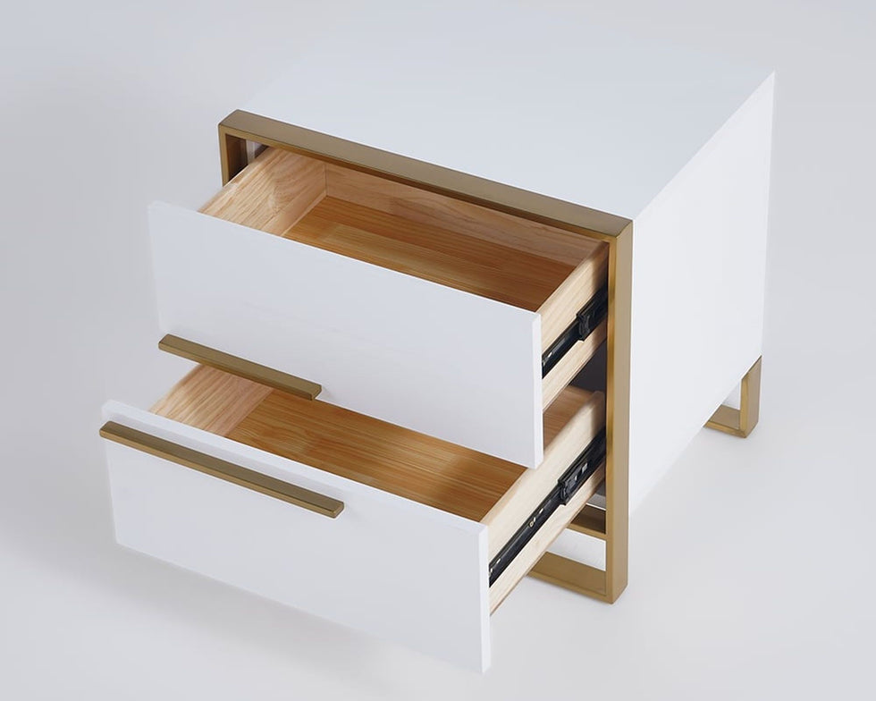 HMR - Cylina Series Modern Square Nightstand with 2 Drawers
