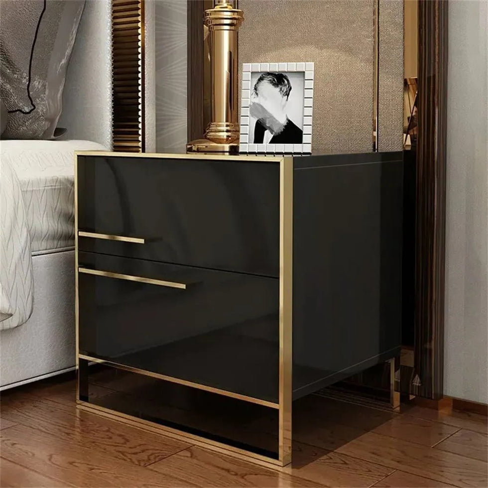 HMR - Cylina Series Modern Square Nightstand with 2 Drawers