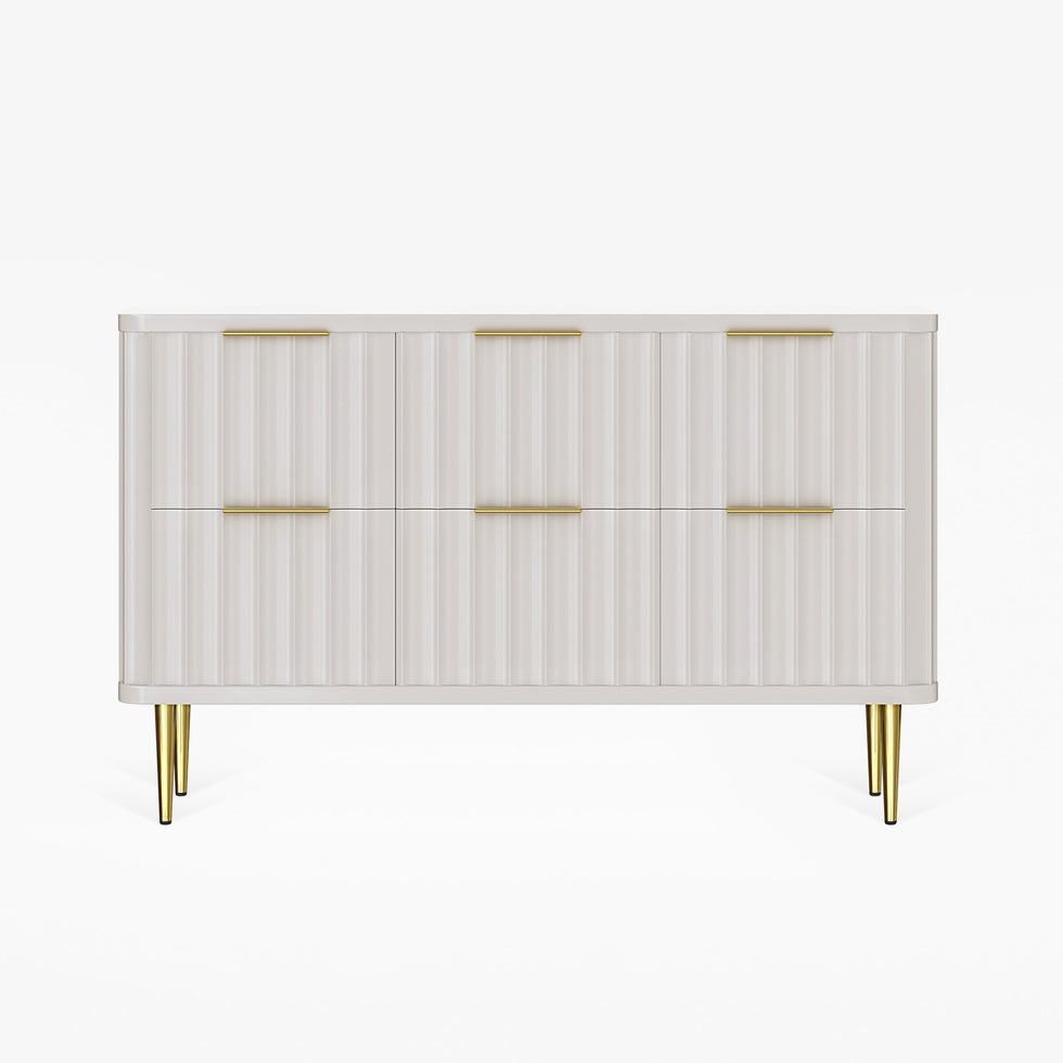 HMR - 6-Drawer Bedroom Dresser in Gold