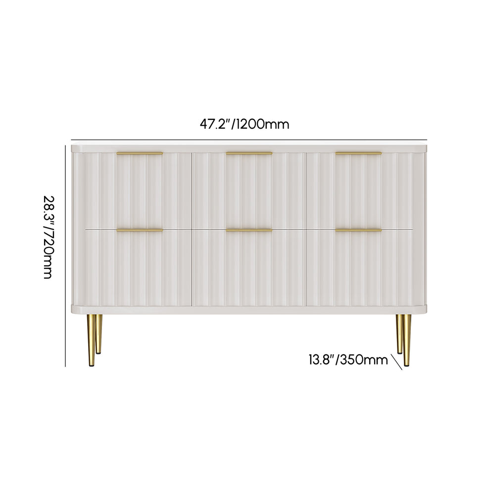 HMR - 6-Drawer Bedroom Dresser in Gold