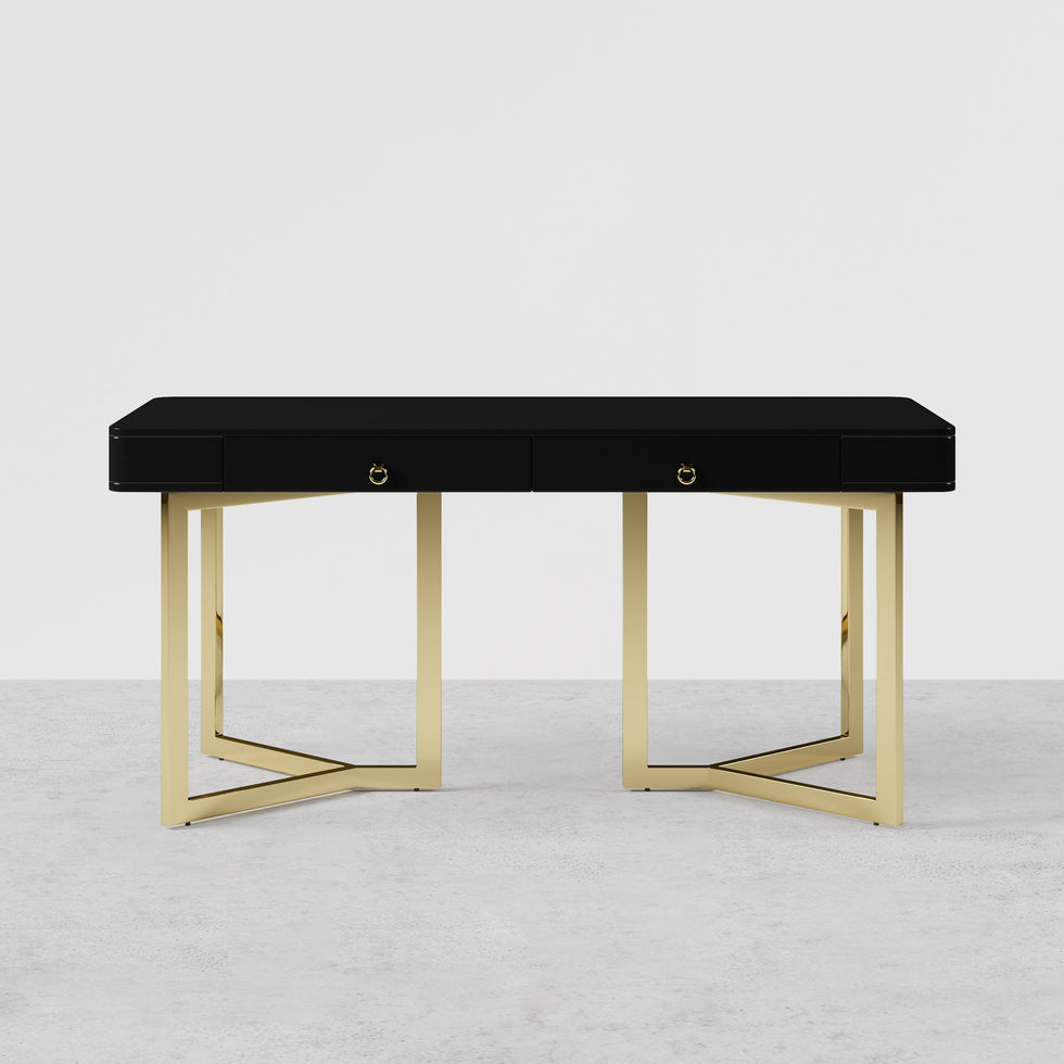 HMR - Modern 55" Office Desk with Gold Tripod Base