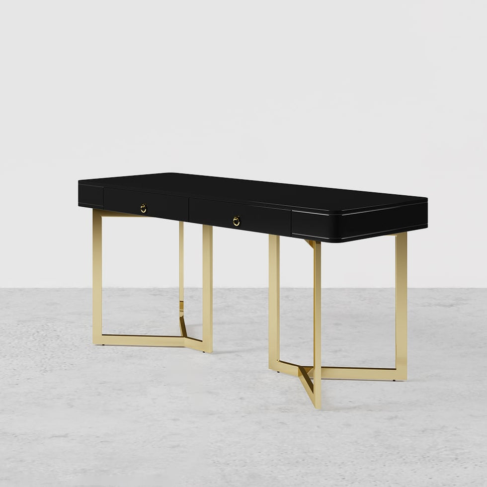 HMR - Modern 55" Office Desk with Gold Tripod Base