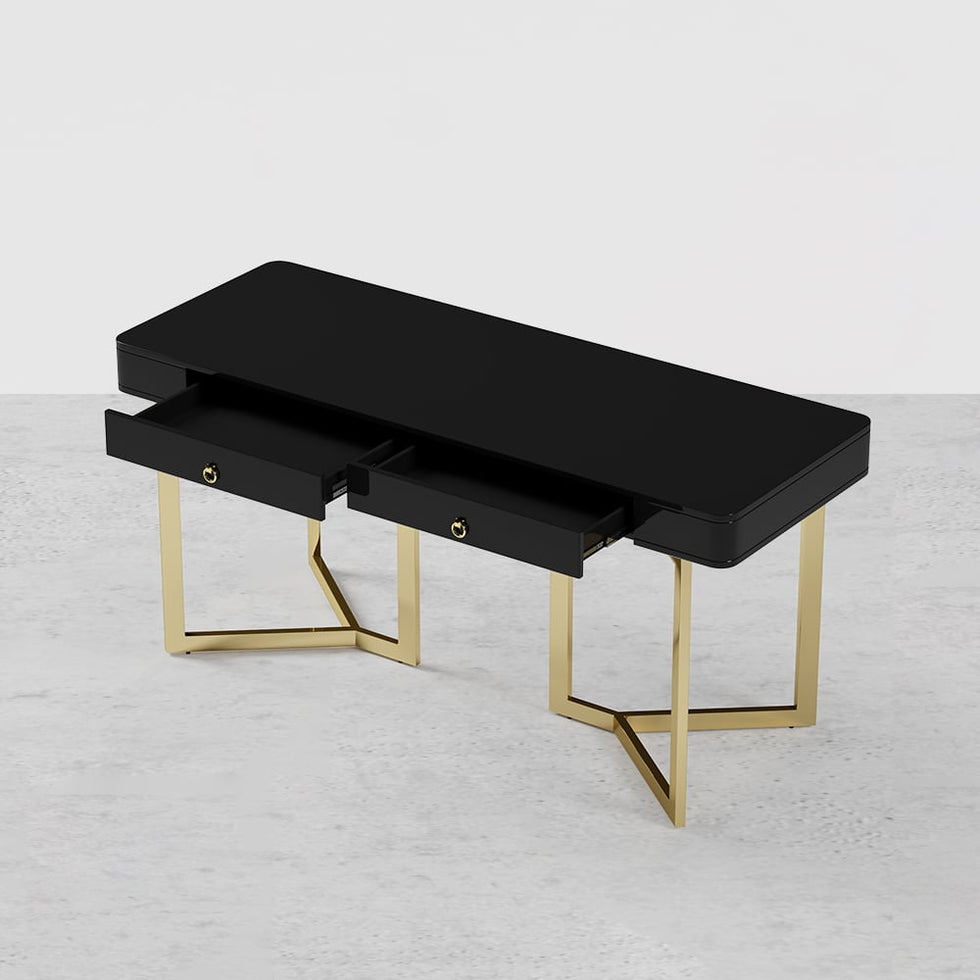 HMR - Modern 55" Office Desk with Gold Tripod Base