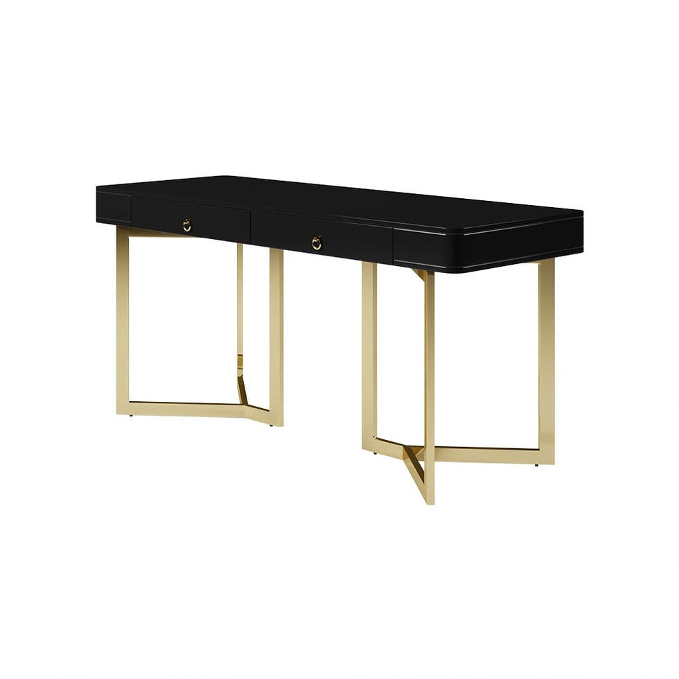 HMR - Modern 55" Office Desk with Gold Tripod Base