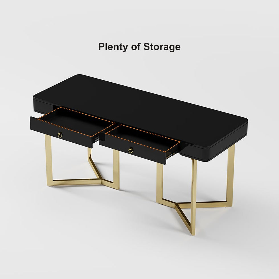 HMR - Modern 55" Office Desk with Gold Tripod Base