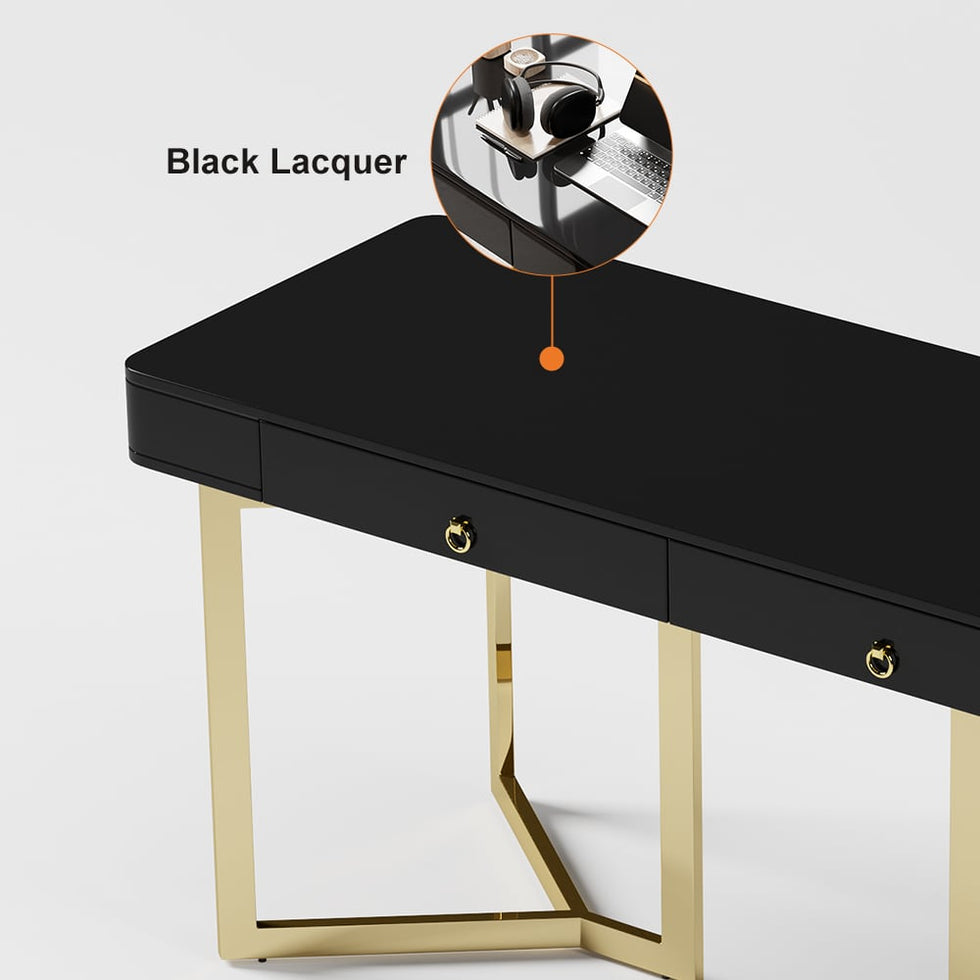 HMR - Modern 55" Office Desk with Gold Tripod Base