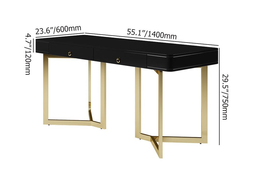 HMR - Modern 55" Office Desk with Gold Tripod Base