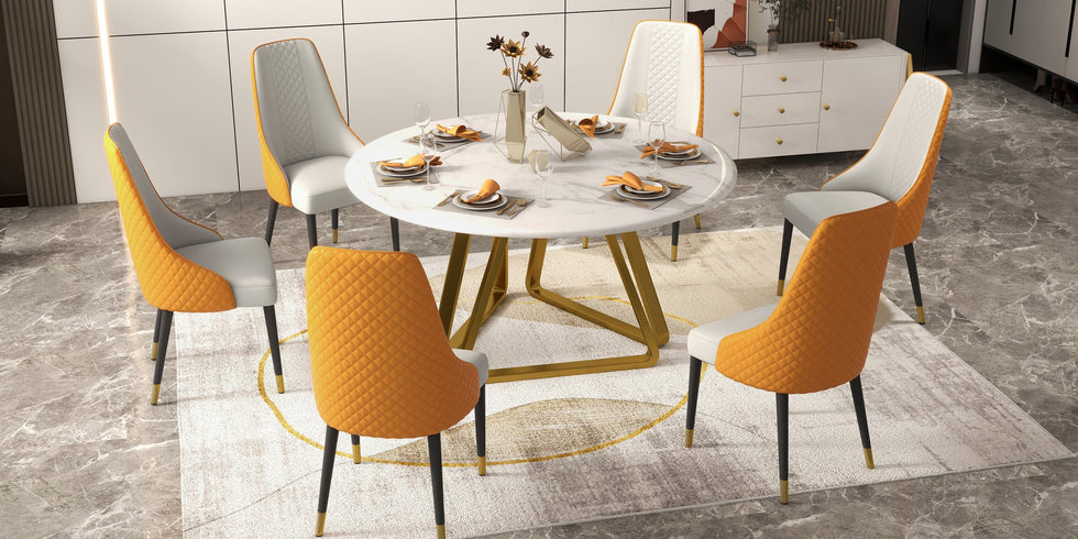 HMR - Diamic Series Modern Faux Leather Dining Chairs with Upholstery