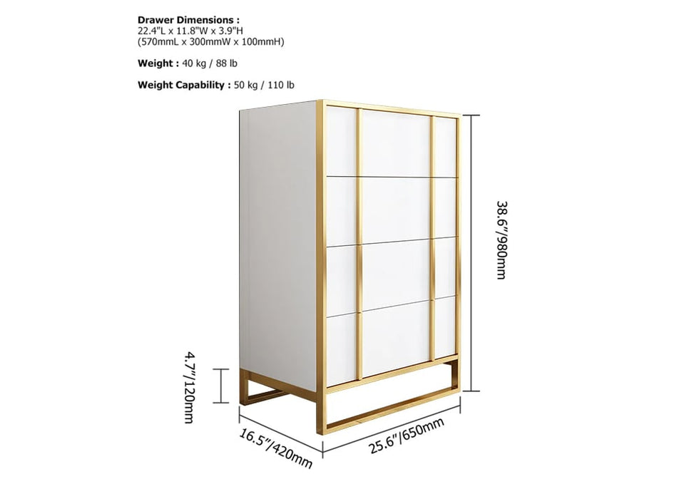 HMR - Rimh Series Modern Chest with 4 Drawers