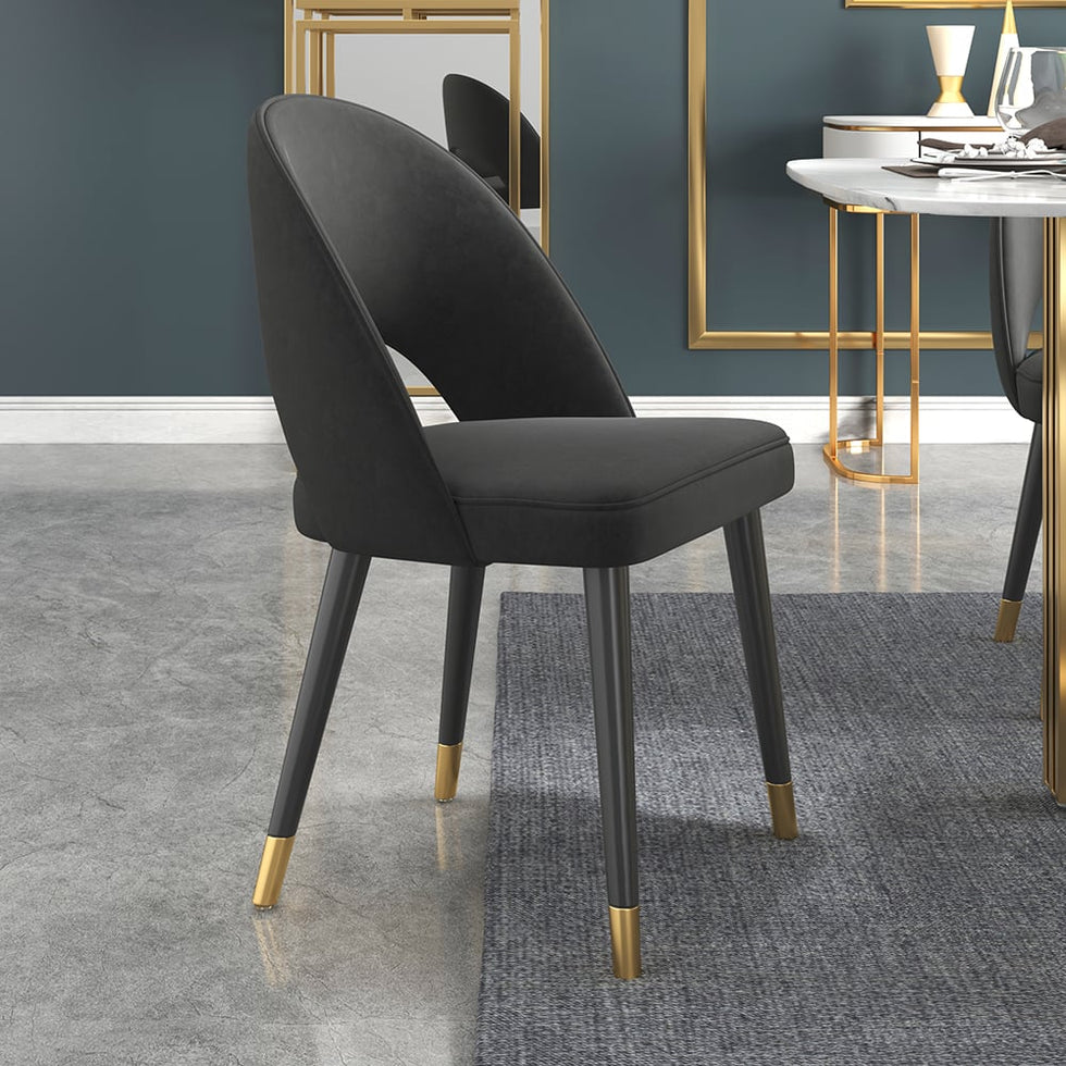 HMR - Modern Dining Chairs with Velvet Upholstery (Set of 2)