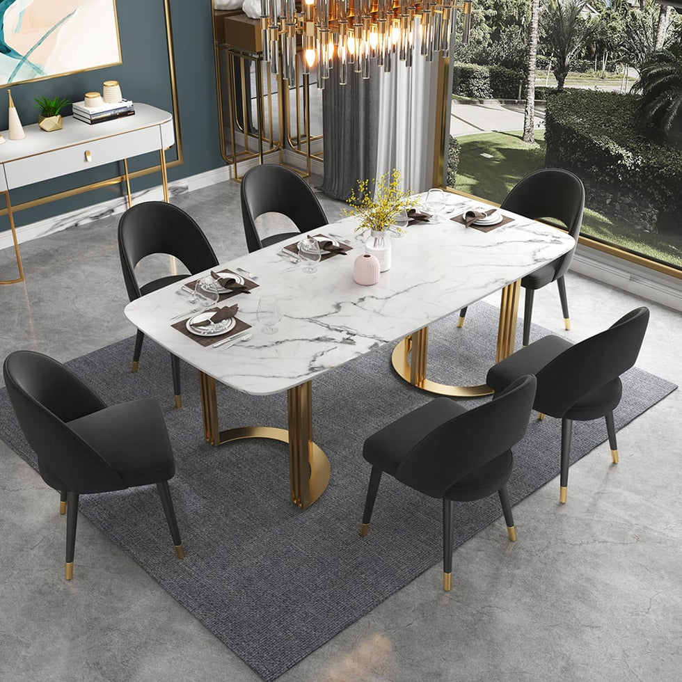 HMR - Modern Dining Chairs with Velvet Upholstery (Set of 2)