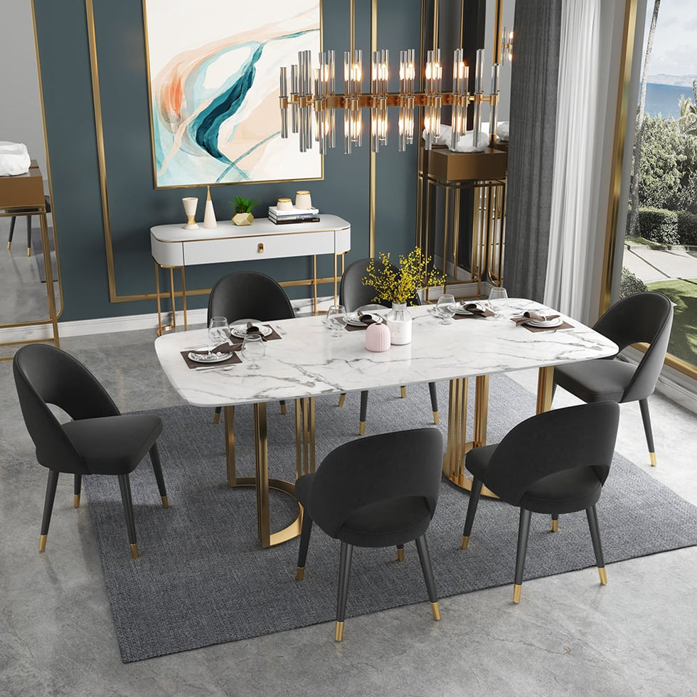 HMR - Modern Dining Chairs with Velvet Upholstery (Set of 2)