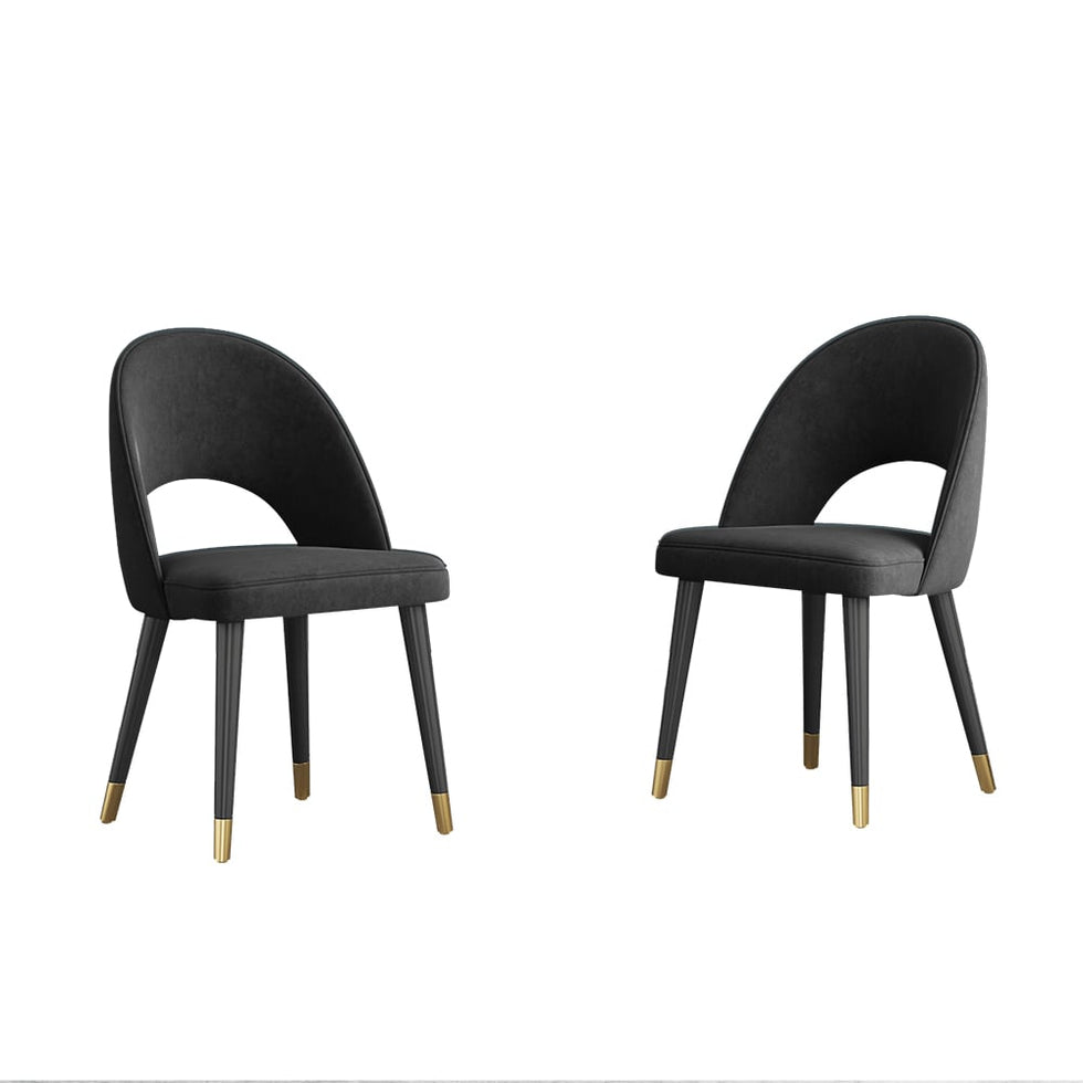 HMR - Modern Dining Chairs with Velvet Upholstery (Set of 2)