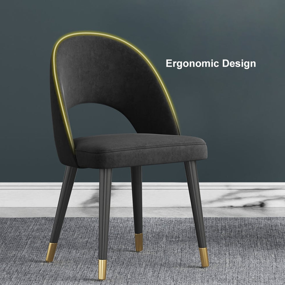 HMR - Modern Dining Chairs with Velvet Upholstery (Set of 2)