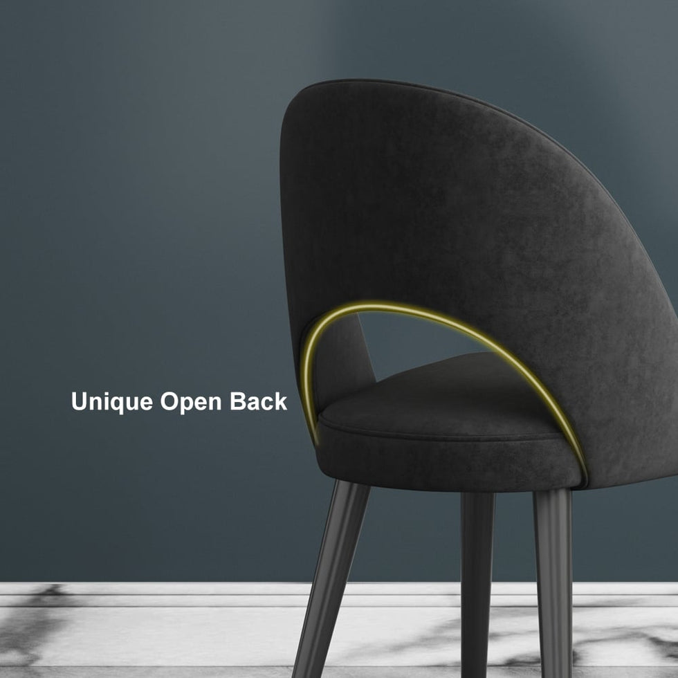 HMR - Modern Dining Chairs with Velvet Upholstery (Set of 2)