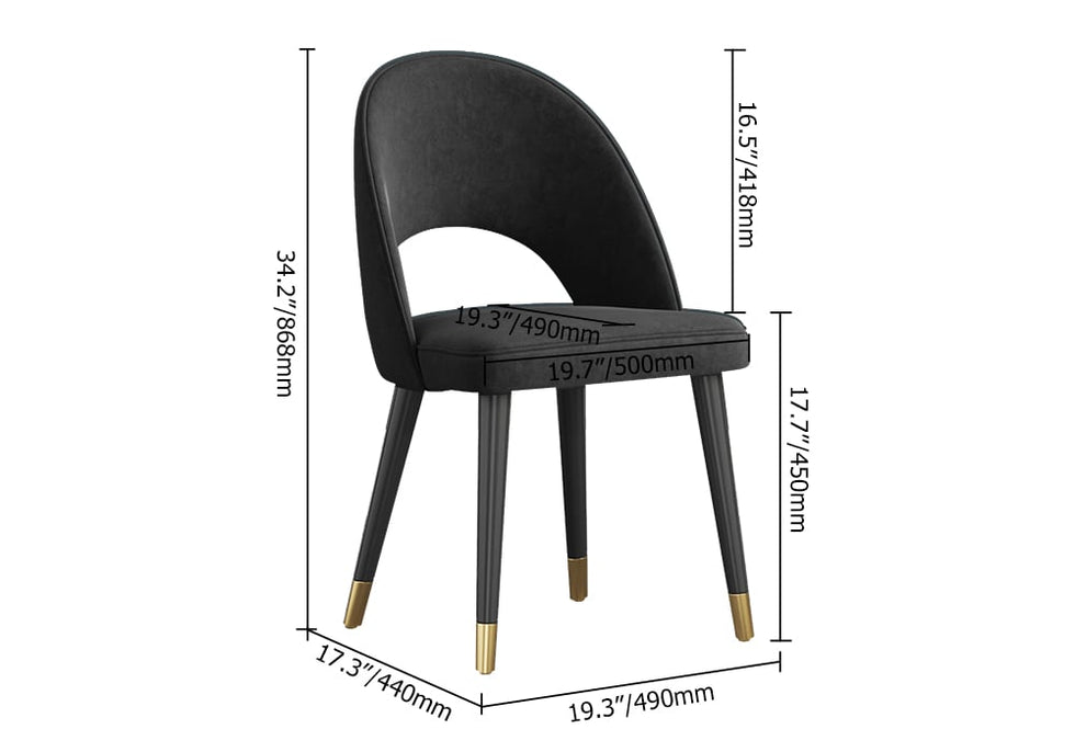 HMR - Modern Dining Chairs with Velvet Upholstery (Set of 2)