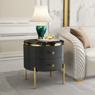  HMR Yelly Series 21" Round Side Table with Storage - Black/Gold