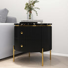  HMR Yelly Series 21" Round Side Table with Storage - Black/Gold