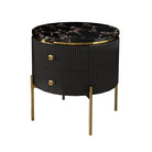  HMR Yelly Series 21" Round Side Table with Storage - Black/Gold