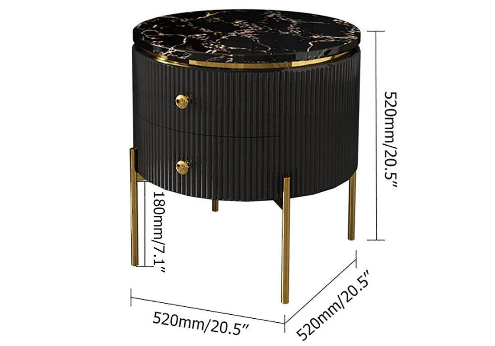  HMR Yelly Series 21" Round Side Table with Storage - Black/Gold