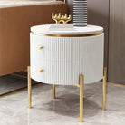 HMR Yelly Series 21" Round Side Table with Storage - White/Gold