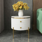  HMR Yelly Series 21" Round Side Table with Storage - White/Gold