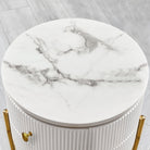  HMR Yelly Series 21" Round Side Table with Storage - White/Gold
