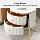  HMR Yelly Series 21" Round Side Table with Storage - White/Gold