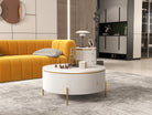  HMR Yelly Series 21" Round Side Table with Storage - White/Gold