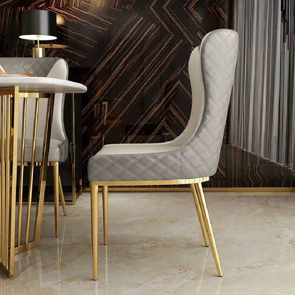 HMR - Modern Dining Chairs with White PU Leather Upholstery