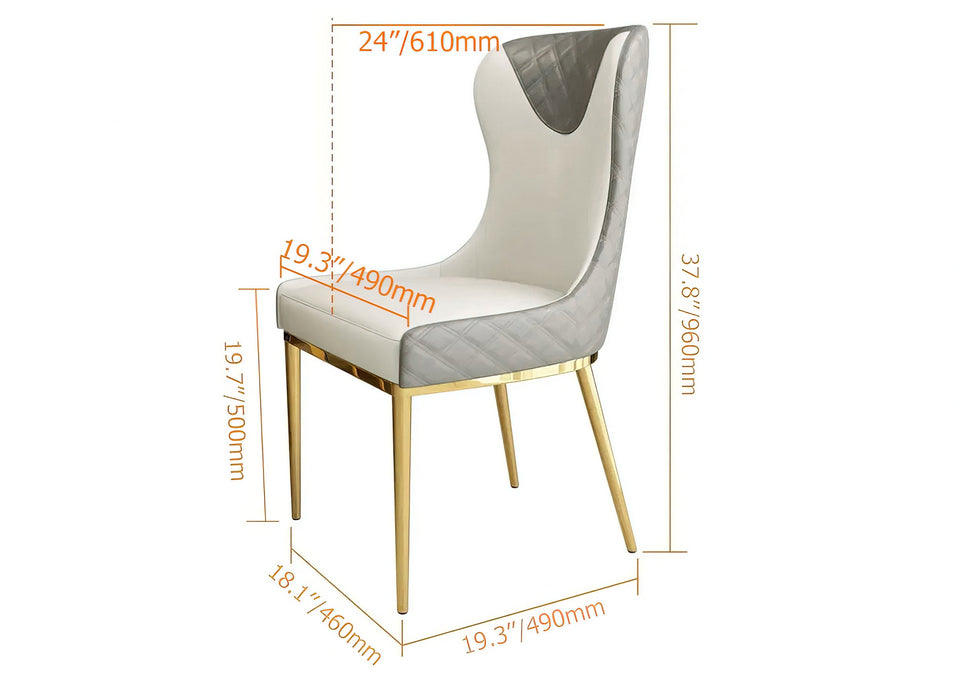 HMR - Modern Dining Chairs with White PU Leather Upholstery