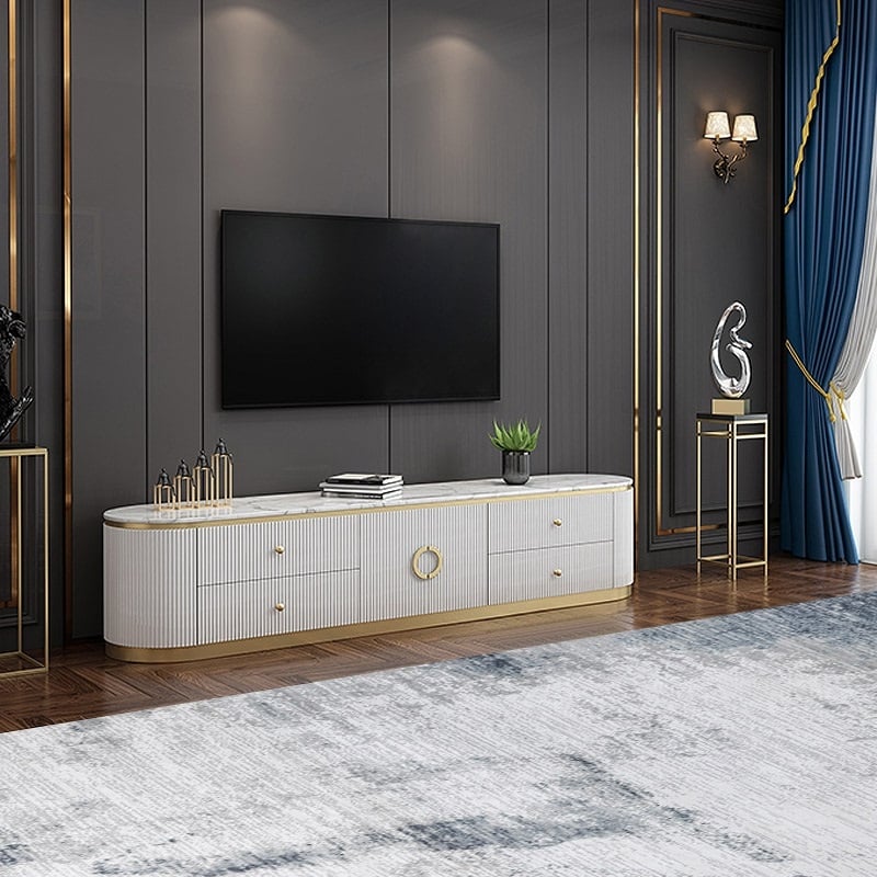 HMR - Plalue TV Stand with 4 Drawers in 86"L, White