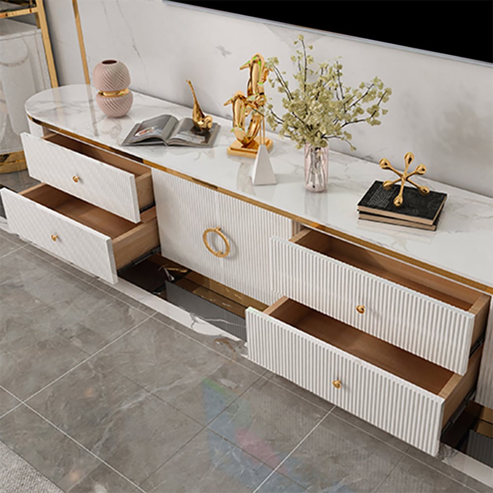 HMR - Plalue TV Stand with 4 Drawers in 86"L, White