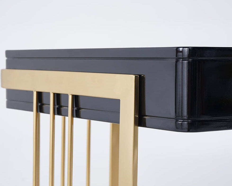 HMR - Modern 47" Office Computer Desk with Drawer and Gold Base