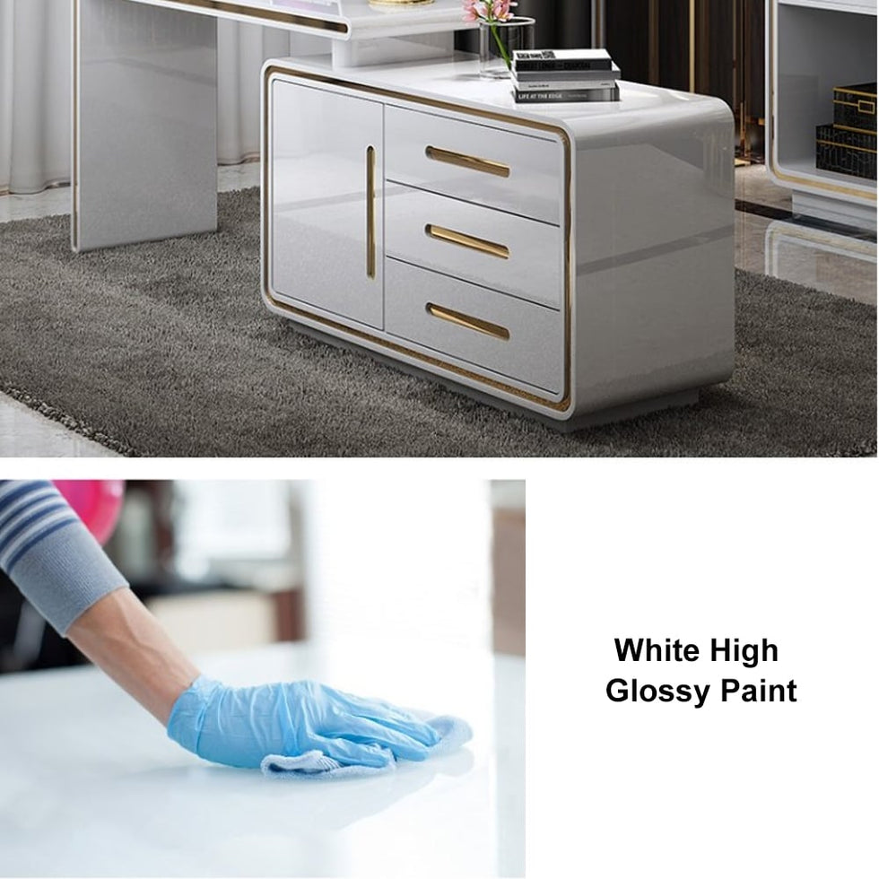 HMR - Modern 55" L-Shaped Corner Rotating Computer Desk