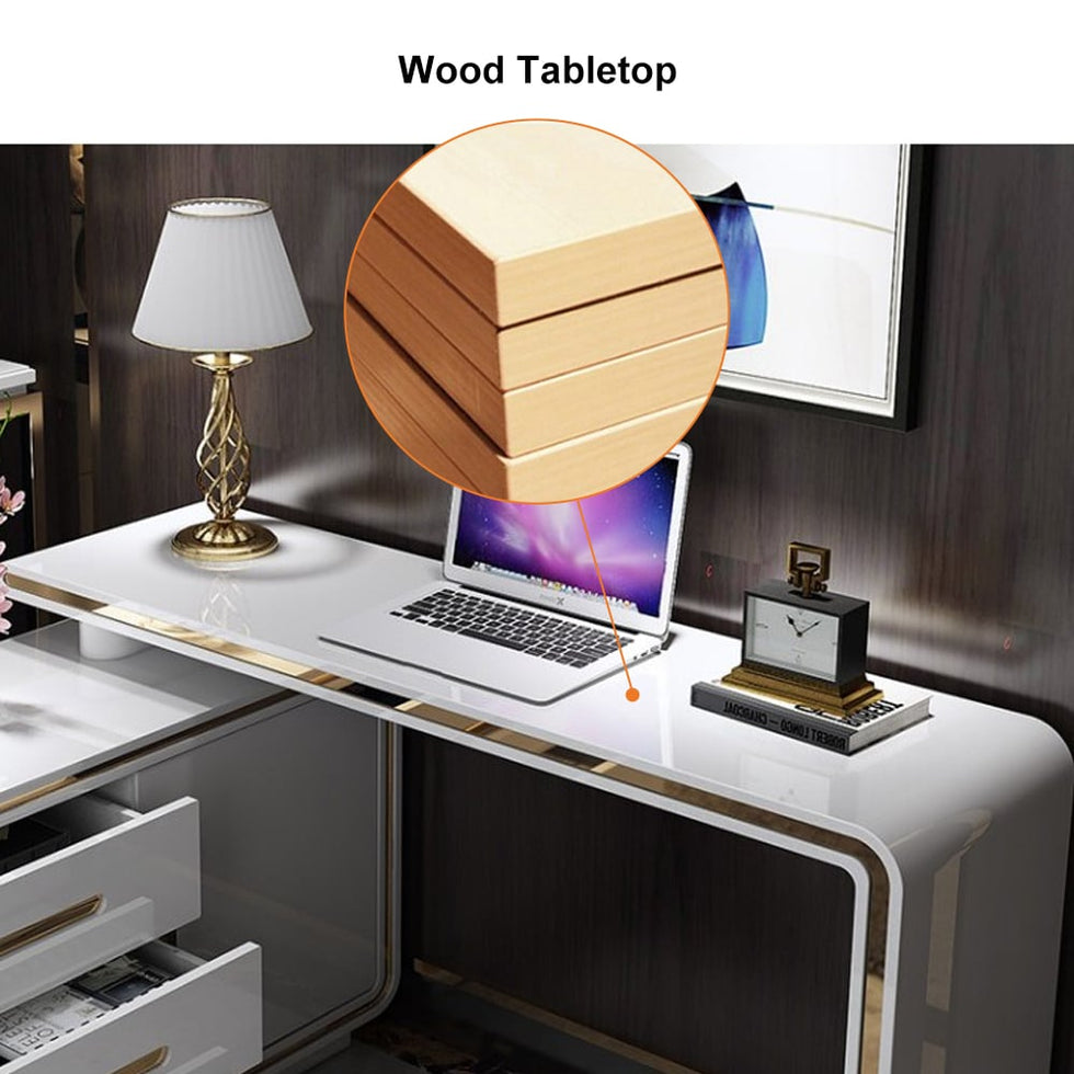 HMR - Modern 55" L-Shaped Corner Rotating Computer Desk