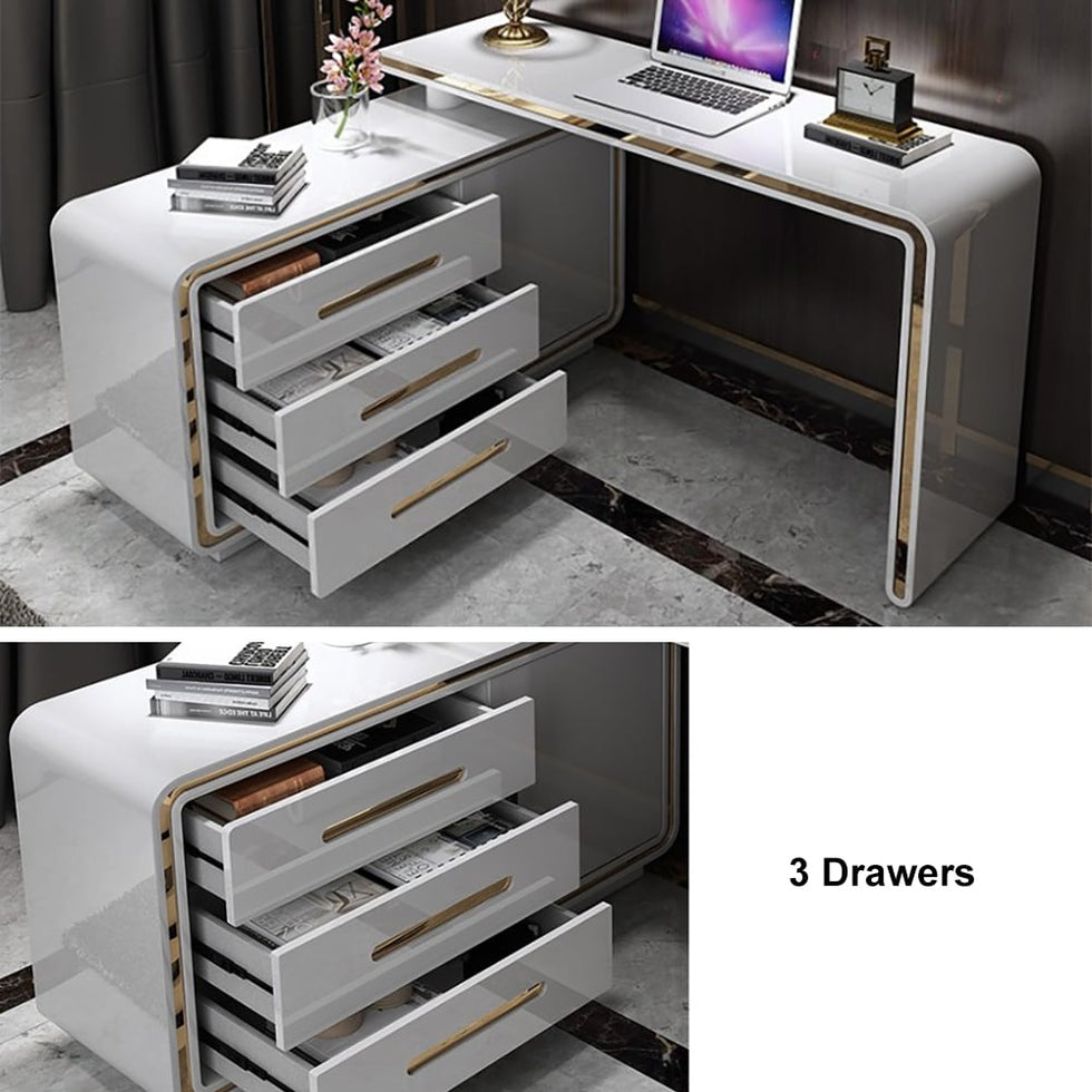 HMR - Modern 55" L-Shaped Corner Rotating Computer Desk