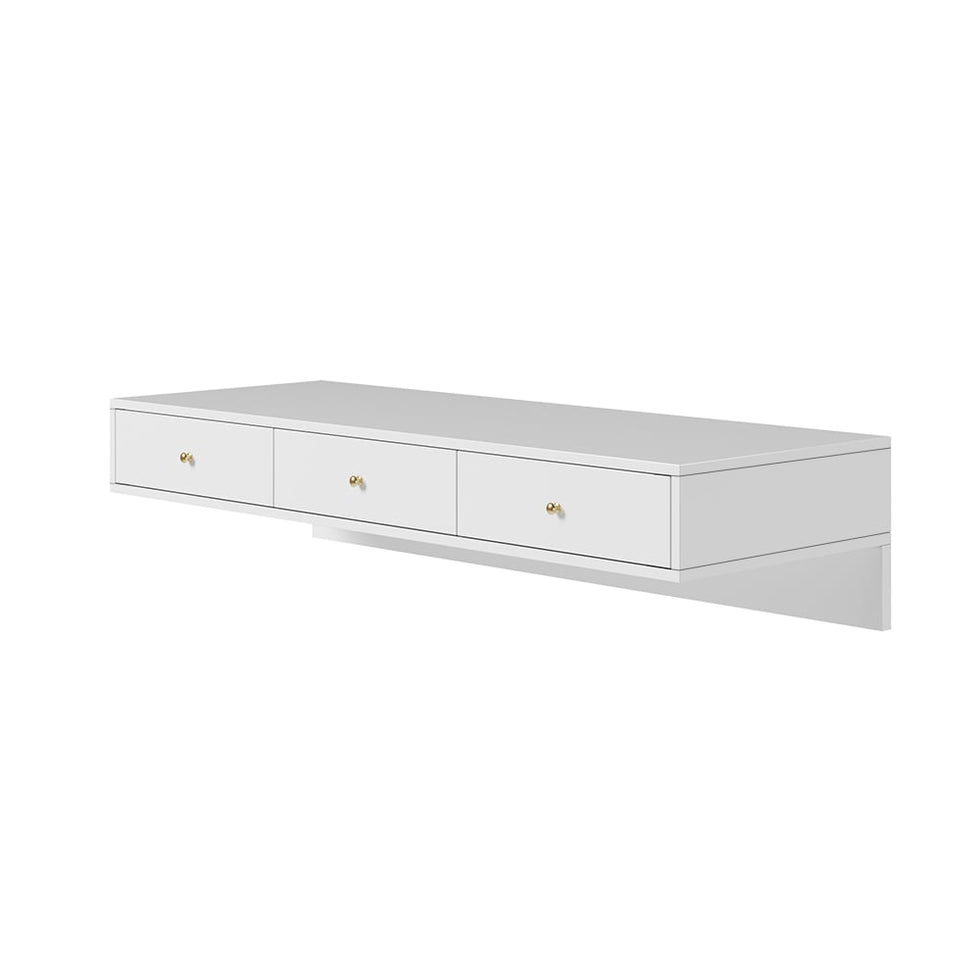 HMR - Floating Desk with Drawers Wall Mounted in White