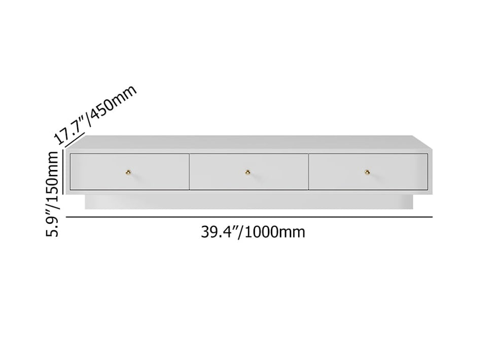 HMR - Floating Desk with Drawers Wall Mounted in White